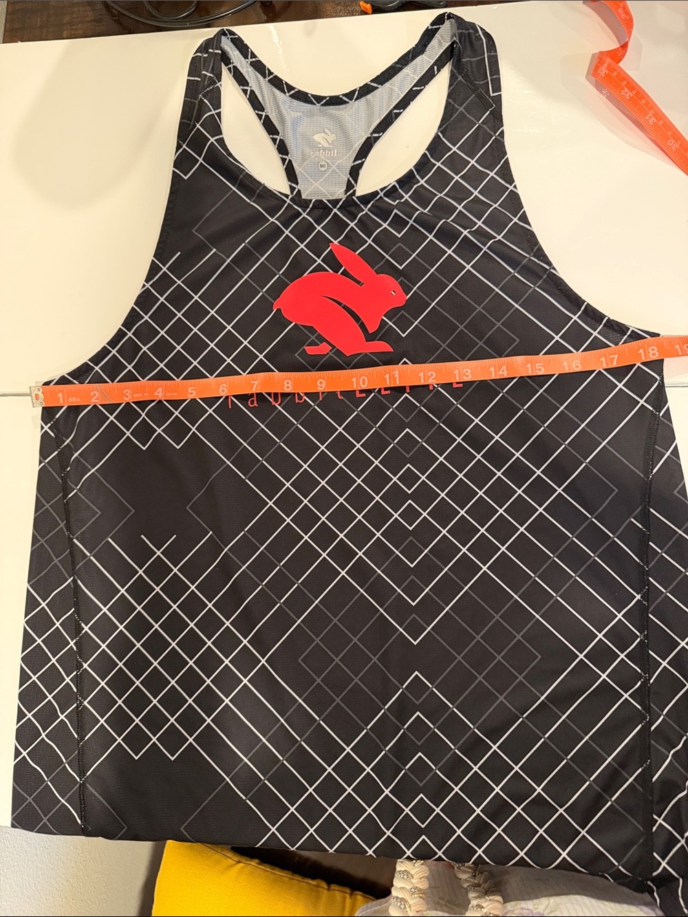 Men's Rabbit Elite Black Racerback Tank Top with Red Rabbit Logo - Picture 2 of 11